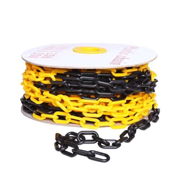 Yellow black traffic warning plastic chain roll