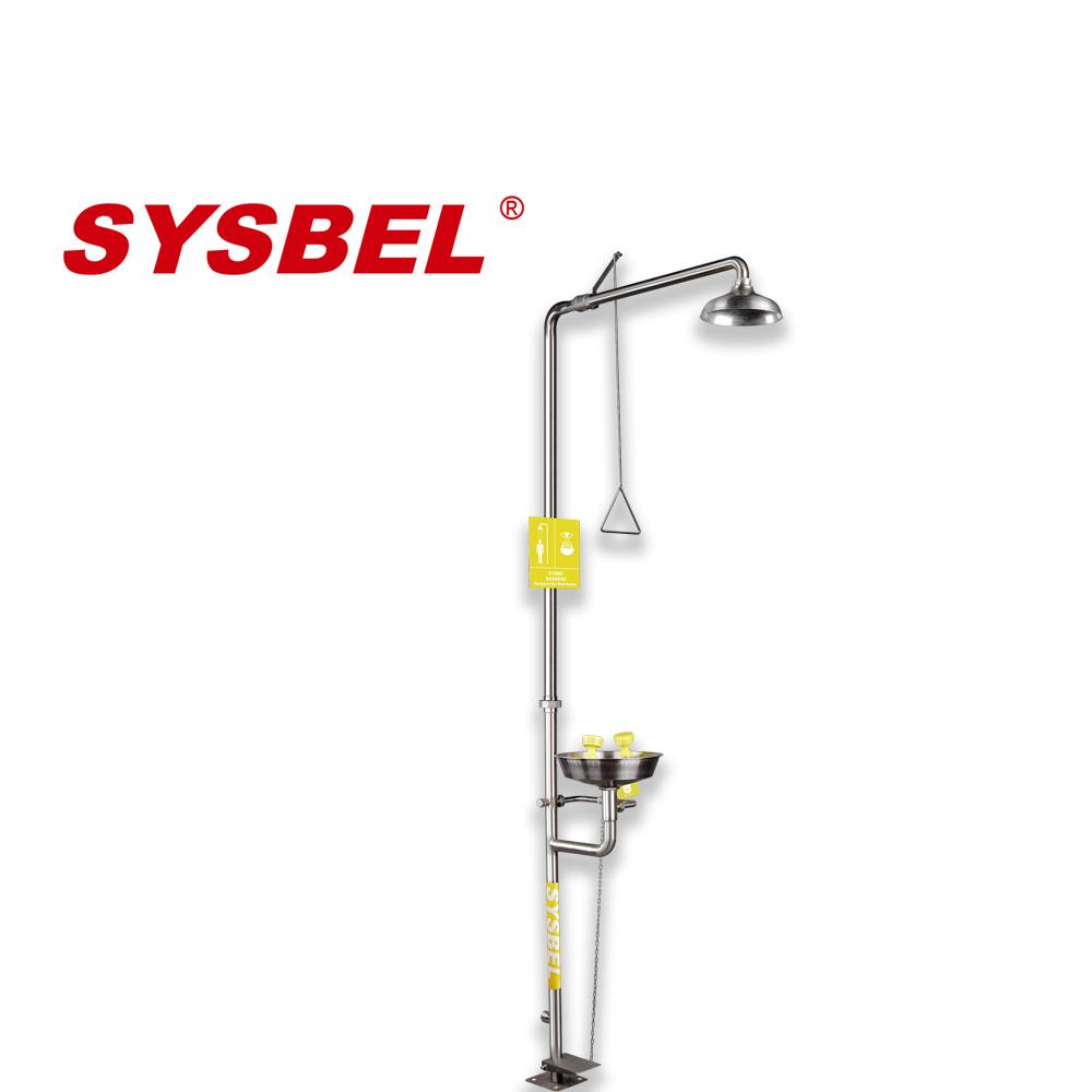 Sysbel WG7053F emergency stainless steel shower with eyewash basin