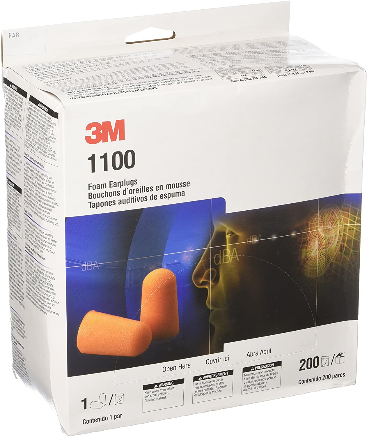 3M 1100 Foam Uncorded Ear Plugs