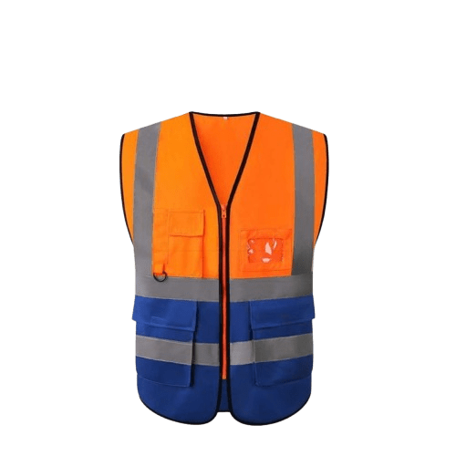 Reflective Safety Vest Orange Safety Vest Blue Safety Vest High Visibility Vest Safety Vest with Zipper Multi Pocket Safety Vest Construction Safety Gear Traffic Safety Vest Outdoor Safety Apparel Workwear Vest Reflective PPE Industrial Safety Vest